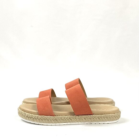 Matisse Mixer Orange Double Suede Leather Band Slide Sandal, 8 - Picture 4 of 10